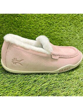 Kuru Loft Womens Size 8 Pink White Casual Moccasin Slip On Suede Slippers Shoes